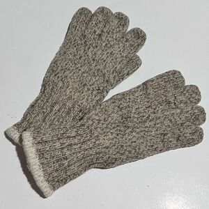 Artisan Handcrafted Knitted Wool Gloves Cream & Brown Size 7-8